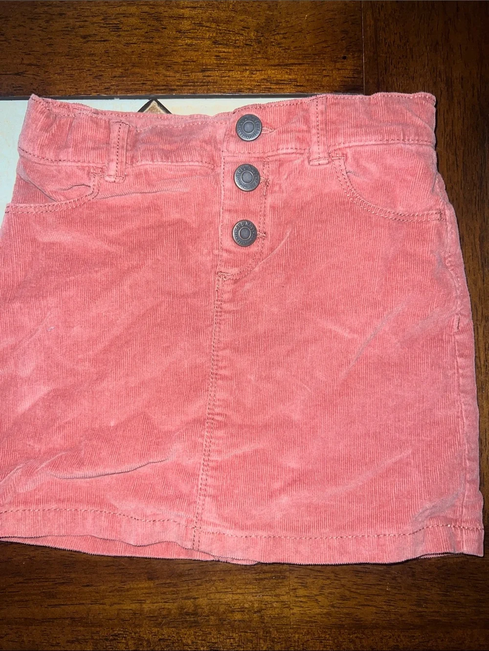 Old Navy Coral Corduroy Button-Front Mini Skirt